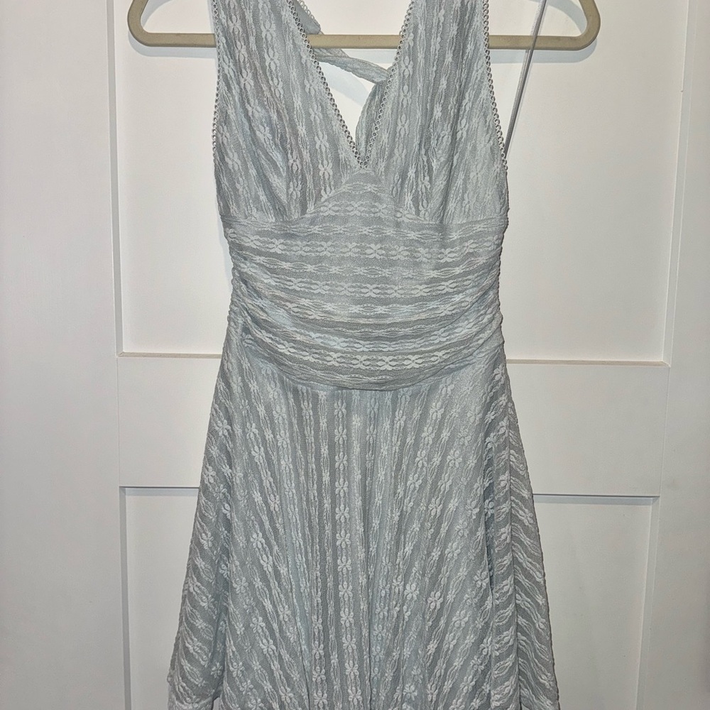 Windsor Light Blue Backless Lace Dress